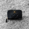 Black Mademoiselle Zippy Wallet Lambskin Leather and Gold Hardware