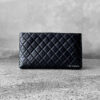Chanel Black Timeless Diamond Clutch Lambskin and Silver Hardware