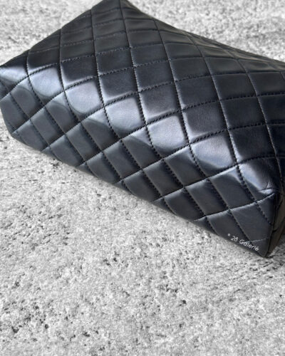 Chanel Black Vanity Case Pouch Lambskin and Silver Hardware