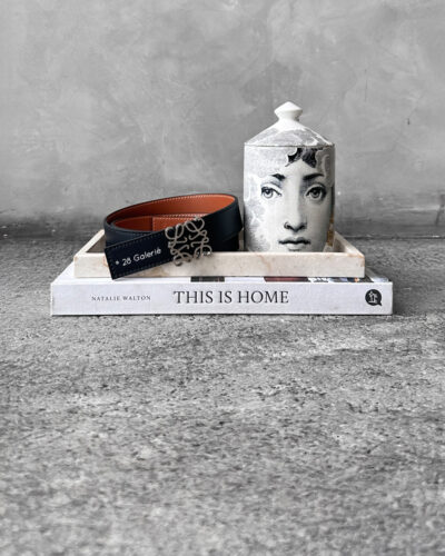 Loewe Black  Tan Anagram Reversible Belt in Palladium Hardware 80cm