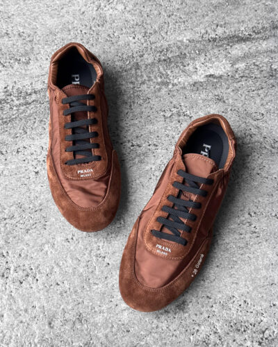Prada 38EU Brown Collapse Re-nylon Suede Sneakers