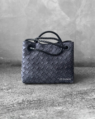 Bottega Veneta Suede Graphite Grey Small Andiamo Top Handle Bag