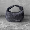 Bottega Veneta Suede Graphite Grey Small Jodie Top Handle Bag