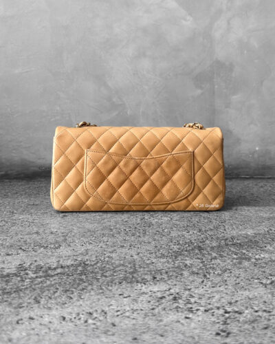 Chanel Beige East West Flap in Calfskin leather and Gold Hardware