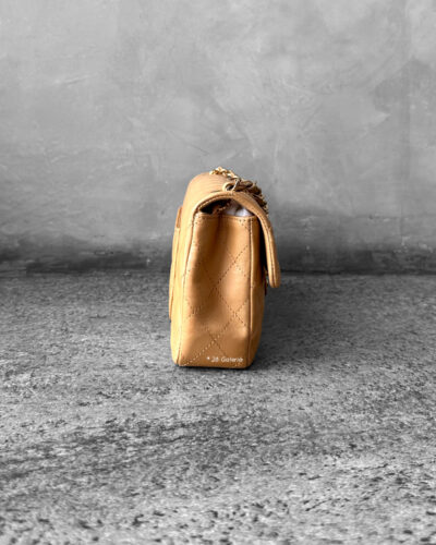 Chanel Beige East West Flap in Calfskin leather and Gold Hardware