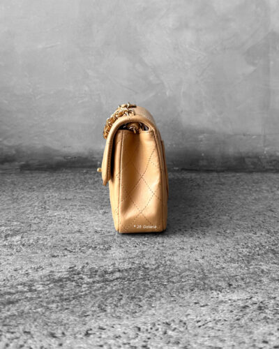 Chanel Beige East West Flap in Calfskin leather and Gold Hardware