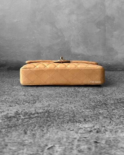 Chanel Beige East West Flap in Calfskin leather and Gold Hardware