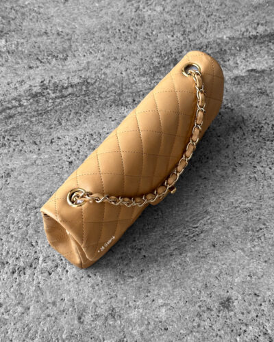 Chanel Beige East West Flap in Calfskin leather and Gold Hardware