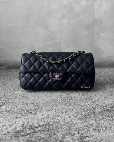 Chanel Black East West Flap in Caviar leather and Silver Hardware
