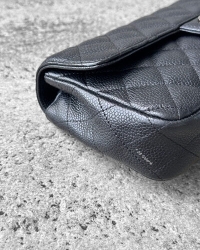 Chanel Black East West Flap in Caviar leather and Silver Hardware