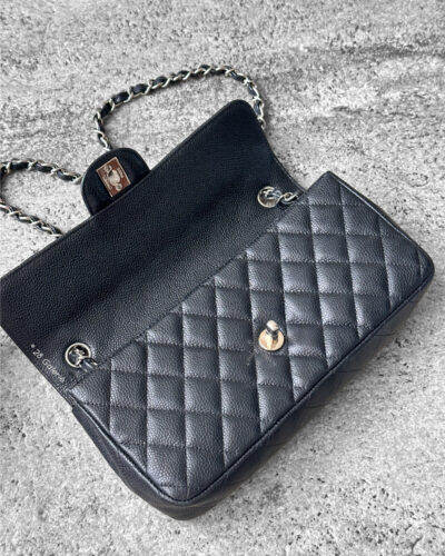 Chanel Black East West Flap in Caviar leather and Silver Hardware
