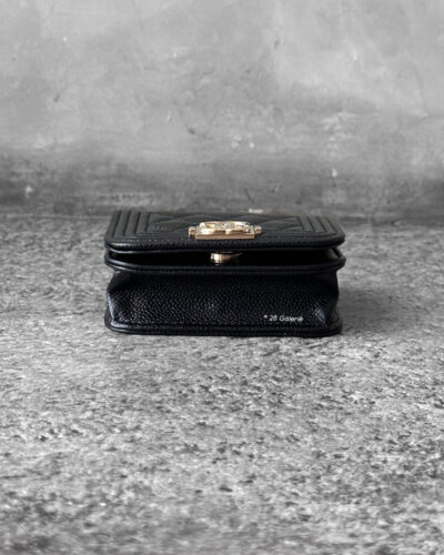 Chanel Black Micro Le Boy Belt Bag in Caviar Leather and Silver Hardware