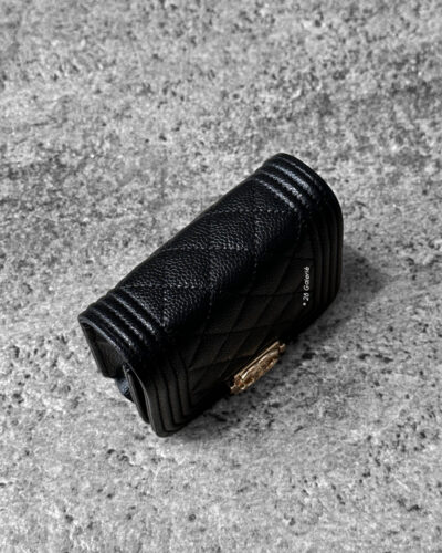 Chanel Black Micro Le Boy Belt Bag in Caviar Leather and Silver Hardware