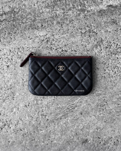 Chanel Black Zipped Pouch Wallet in Quilted Caviar Leather and Silver Hardware