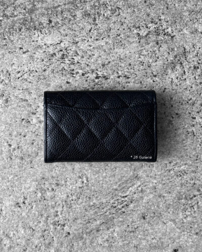Chanel Black Zippy Flap Card Wallet in Quilted Caviar and Silver hardware