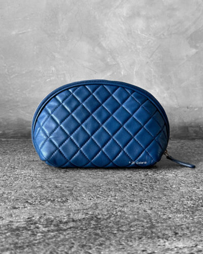 Chanel Blue Small Curvy Pouch in Lambskin Leather and Silver Hardware
