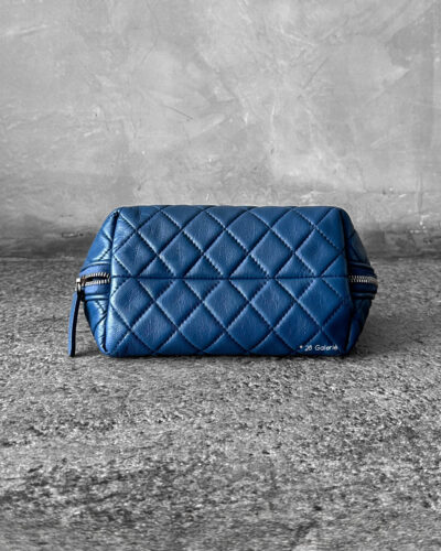 Chanel Blue Small Curvy Pouch in Lambskin Leather and Silver Hardware