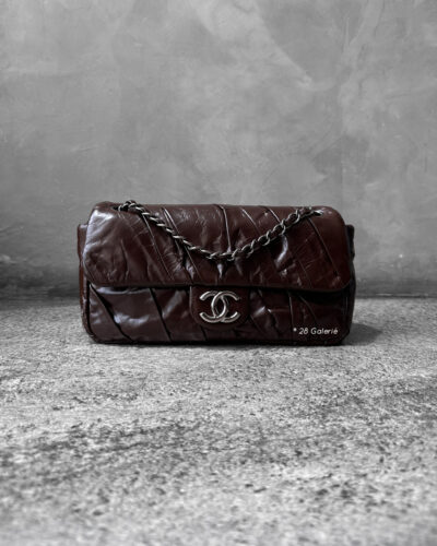 Chanel Brown Twisted Flap in Lambskin Leather and Silver Hardware