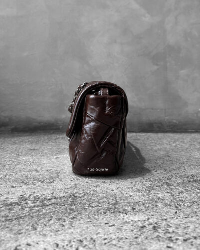 Chanel Brown Twisted Flap in Lambskin Leather and Silver Hardware