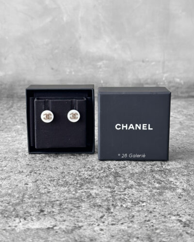 Chanel Coco Mark Button Earrings and Silver Hardware