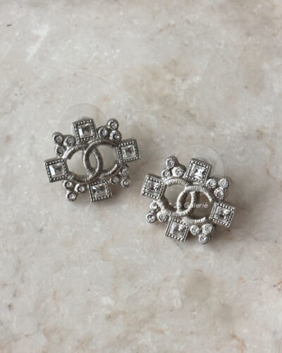 Chanel Crystal CC Silver Earrings