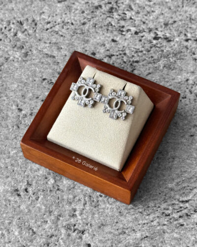 Chanel Crystal CC Silver Earrings