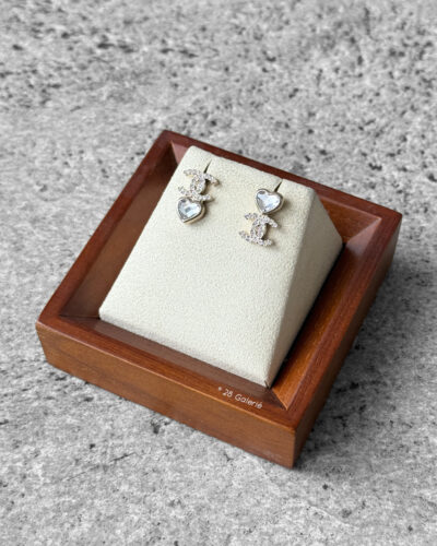 Chanel Love Heart Asymmetrical Earrings Silver Hardware