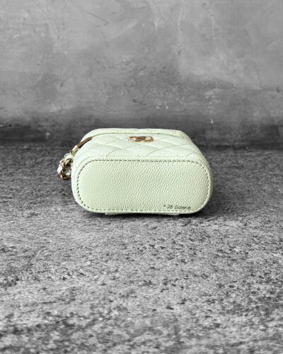 Chanel Mint Green Mini Vanity Top Handle Bag in Caviar Leather and Goldware
