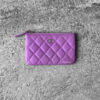 Chanel Purple Zipped Pouch Wallet in Quilted Calfskin Leather and Silver Hardware