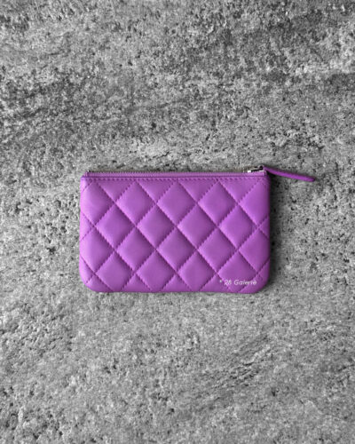 Chanel Purple Zipped Pouch Wallet in Quilted Calfskin Leather and Silver Hardware