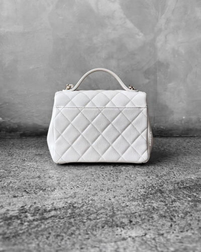 Chanel White Business Affinity Flap Bag in Caviar Leather and Gold Hardware