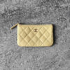 Chanel Yellow Zipped Pouch Wallet in Quilted Calfskin Leather and Light Gold Hardware
