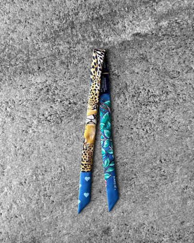 Hermes Blue Tiger Jungle Love Doll Bird Heart Flower Silk Twilly Scarf