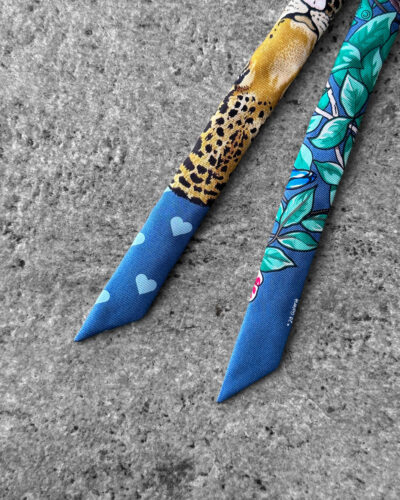 Hermes Blue Tiger Jungle Love Doll Bird Heart Flower Silk Twilly Scarf