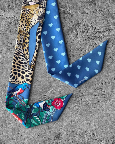 Hermes Blue Tiger Jungle Love Doll Silk Twilly
