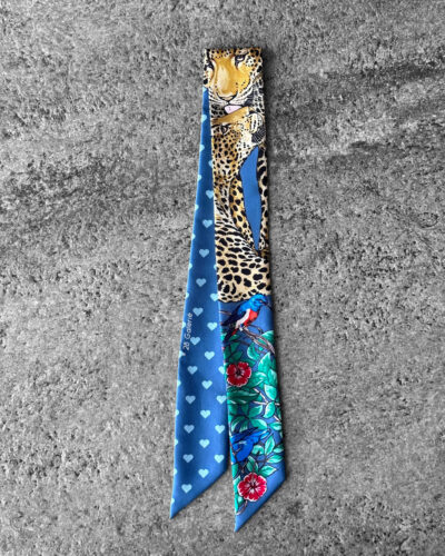 Hermes Blue Tiger Jungle Love Doll Silk Twilly