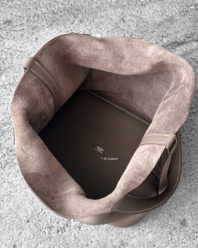 Hermes Etoupe Picotin Clemence Leather and Silver Hardware