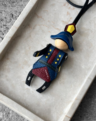 Hermes Navy Bordeaux Fireworks Maker charm Epsom Leather Chevre Wood