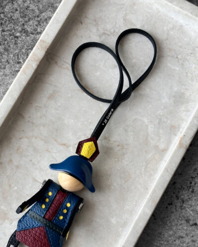 Hermes Navy Bordeaux Fireworks Maker charm Epsom Leather Chevre Wood