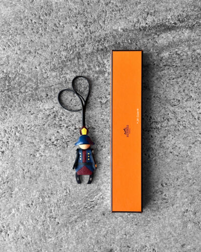 Hermes Navy Bordeaux Fireworks Maker charm Epsom Leather Chevre Wood