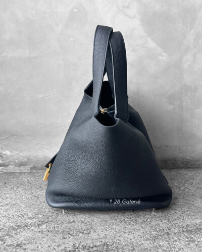 Hermes Noir Picotin Clemence Leather and Gold Hardware