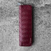Bottega Veneta Burgundy Pencil Zip Case Intreciattto Leather & Silver Hardware