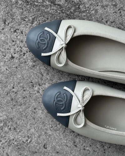 Chanel BlueGrey Ballet Flats in Cambon leather