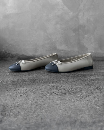 Chanel BlueGrey Ballet Flats in Cambon leather