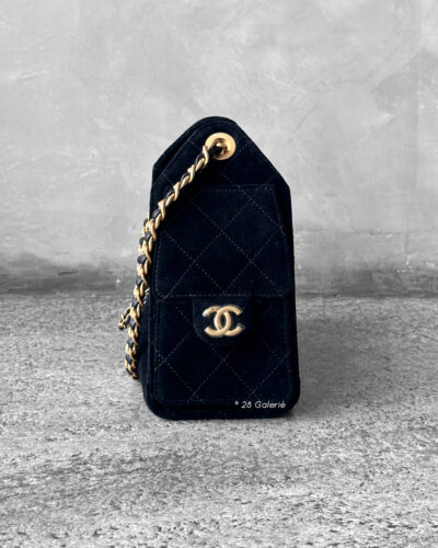 Chanel Mini C25 BLack Suede & Aged Gold Hardware