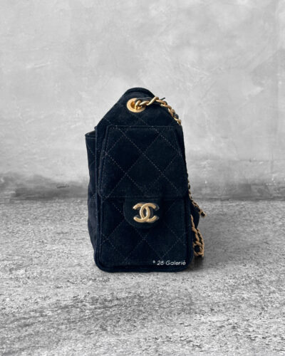 Chanel Mini C25 BLack Suede & Aged Gold Hardware