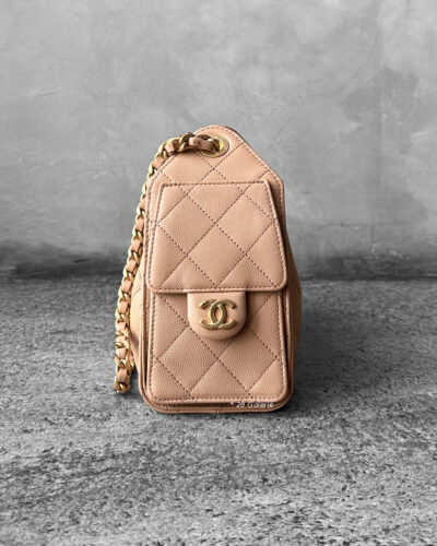 Chanel Mini C25 Beige Grained Calfskin and Aged Gold Hardware