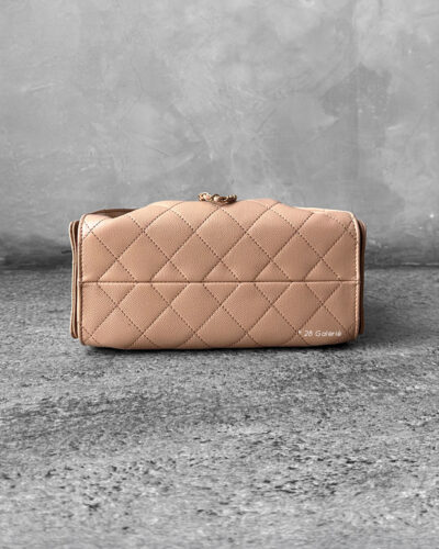 Chanel Mini C25 Beige Grained Calfskin and Aged Gold Hardware