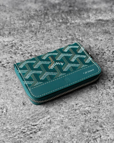 Goyard Green Matignon Mini wallet in Goyardine canvas and leather