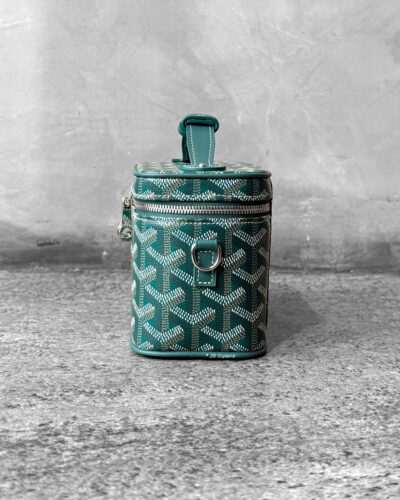 Goyard Green Muse Vanity Case and Silver Hardware